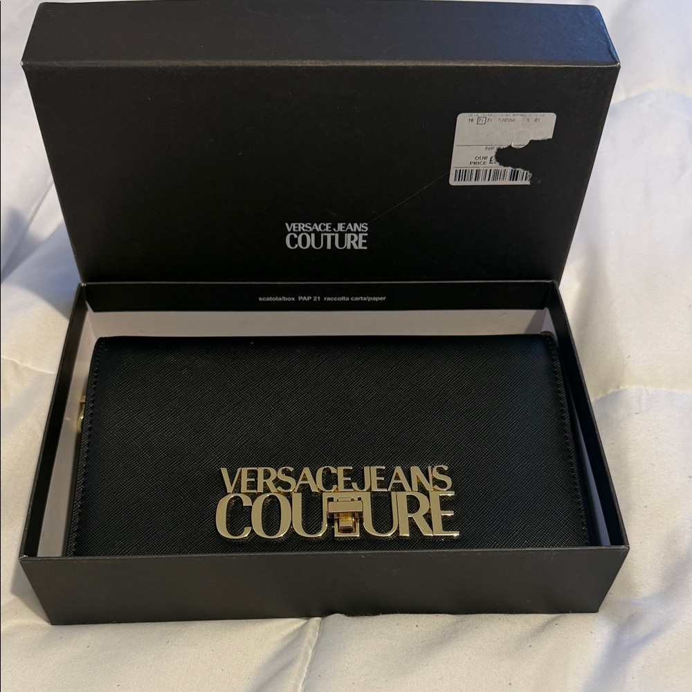 Versace Jeans Couture Black and Gold Card Holder/purse